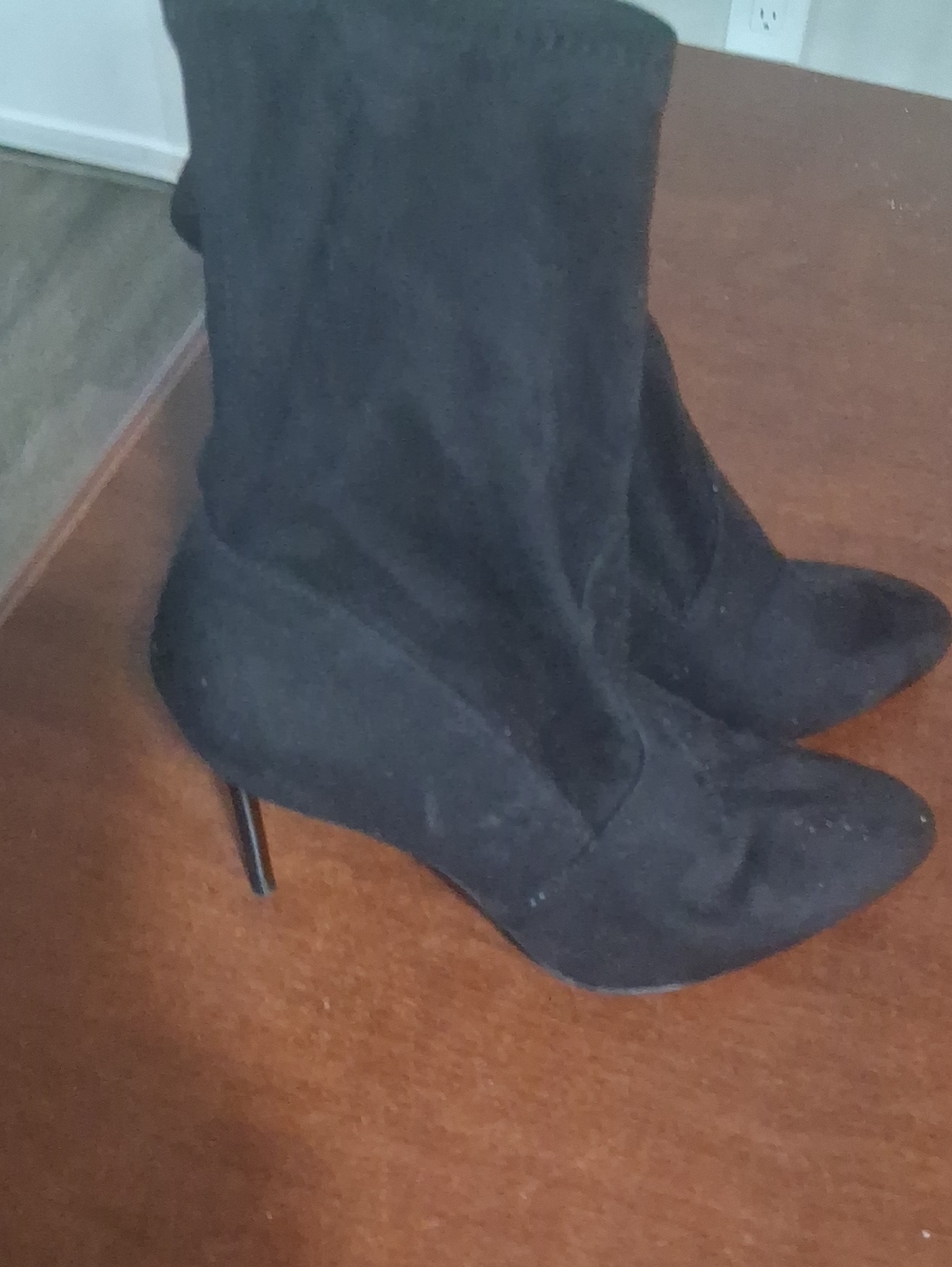 Zara Black Suede Stiletto Mid-Calf Boots